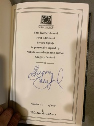 Beyond Infinity - Gregory Benford SIGNED Sci Fi 1st Edit Easton Press