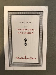 Greek Classic: THE BACCHAE AND MEDEA by Euripides Easton Press 